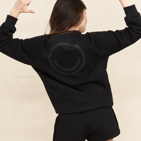 NWT FOR DAYS Even Better Days Sweatshirt M Black Cotton Relaxed Fit Crewneck - Picture 2 of 6